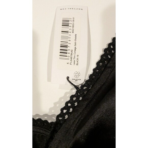 Nasty Gal Black bralette Sz‎ 14 Casual unlined satin and lace Sexy - Picture 2 of 6